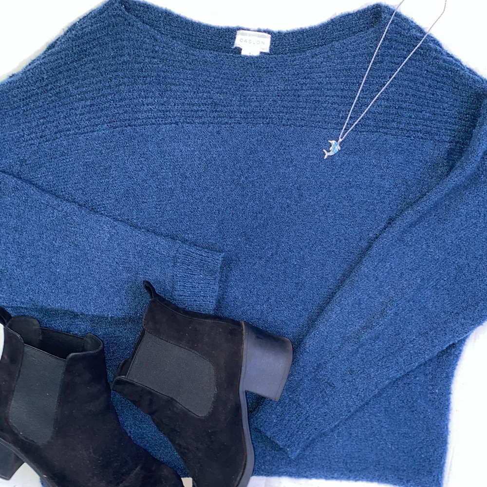 Blue Knit Crop Sweater